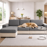 Vertical Stripe Corduroy Anti-Scratch Stretch Full-Cover Corner Sofa Cover