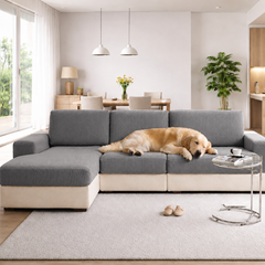 Vertical Stripe Corduroy Anti-Scratch Stretch Full-Cover Corner Sofa Cover