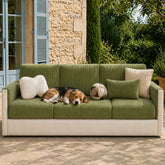 Vertical Stripe Corduroy Anti-Scratch Stretch Full-Cover Outdoor Garden Sofa Cover