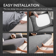 Vertical Stripe Corduroy Anti-Scratch Stretch Full-Cover Corner Sofa Cover