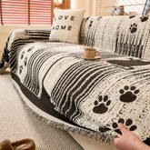 Cartoon Paw Print Chenille Anti-Scratch Throw Sofa Cover Sofa Throws