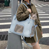 Portable Breathable Faux Leather Pet Carrier Bag Dog Cat Carrier Suitable for Travel and Vet
