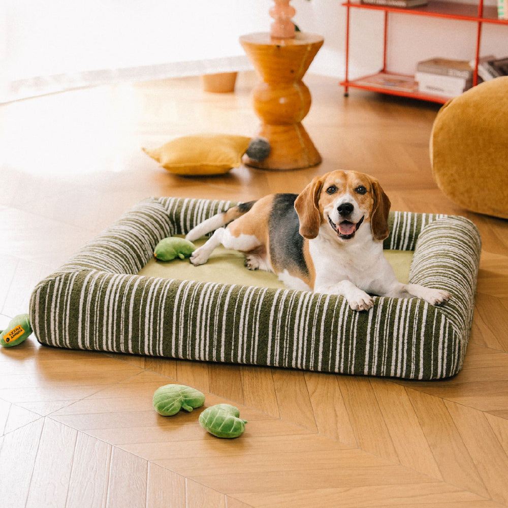 SnugNest Textured Stripe Orthopedic Dog Bed for Crate