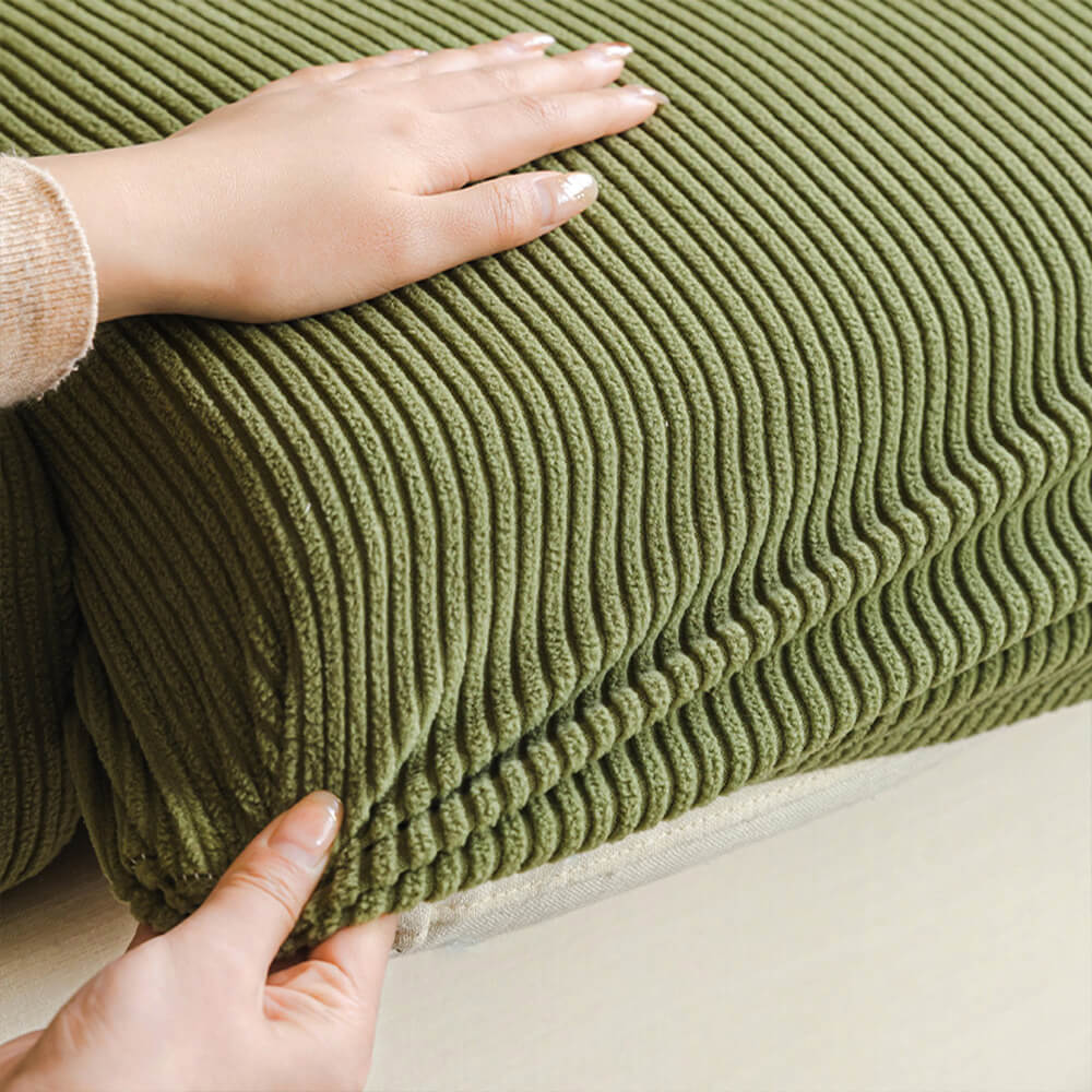 Vertical Stripe Corduroy Anti-Scratch Stretch Full-Cover Outdoor Garden Sofa Cover