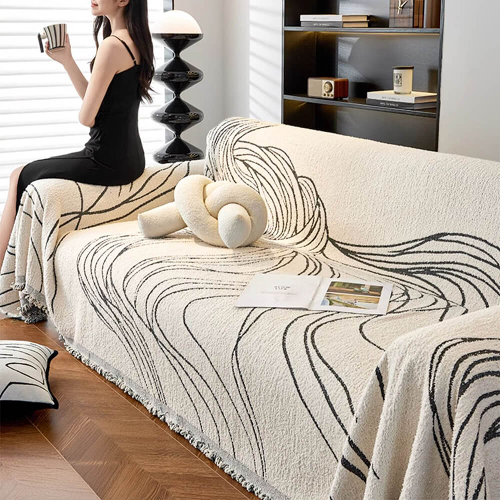 Minimalist Chenille Reversible Cat-Scratch Resistant Non-Slip Sofa Cover Sofa Throws