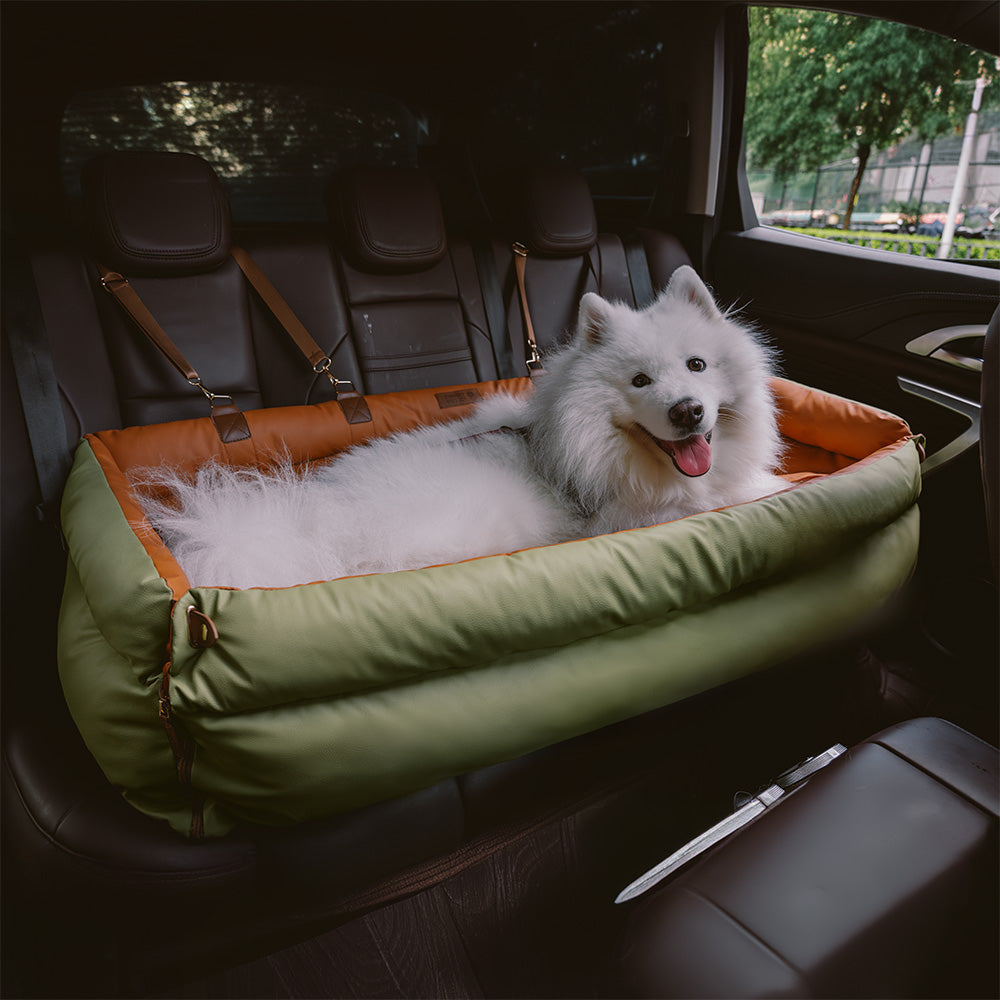 Deluxe Faux Leather Dog Car Seat Booster Bed - Urban Voyager