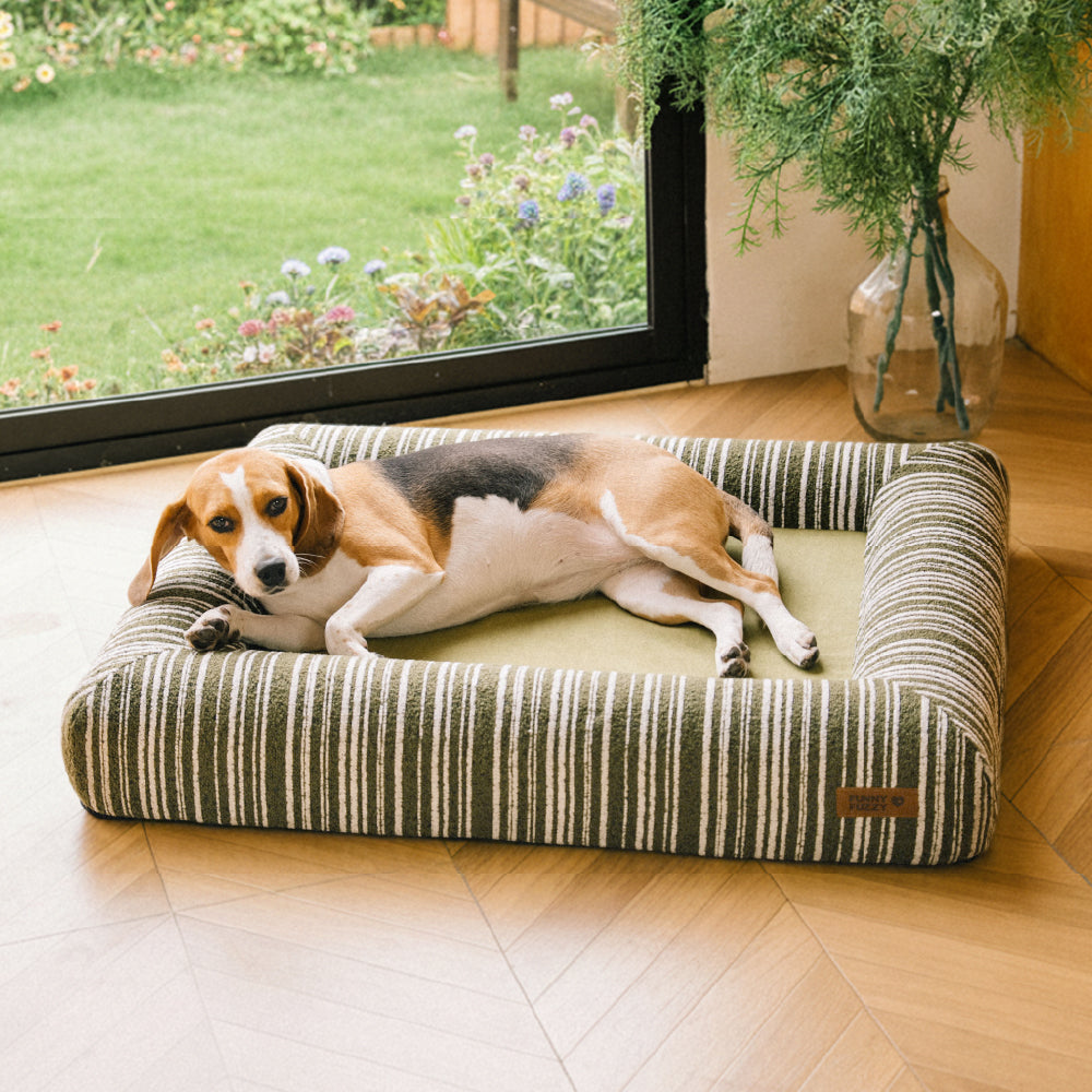 Orthopedic All-season Memory Foam Bolster Boucle Garden Outdoor Dog Bed - Funnyfuzzy SnugNest
