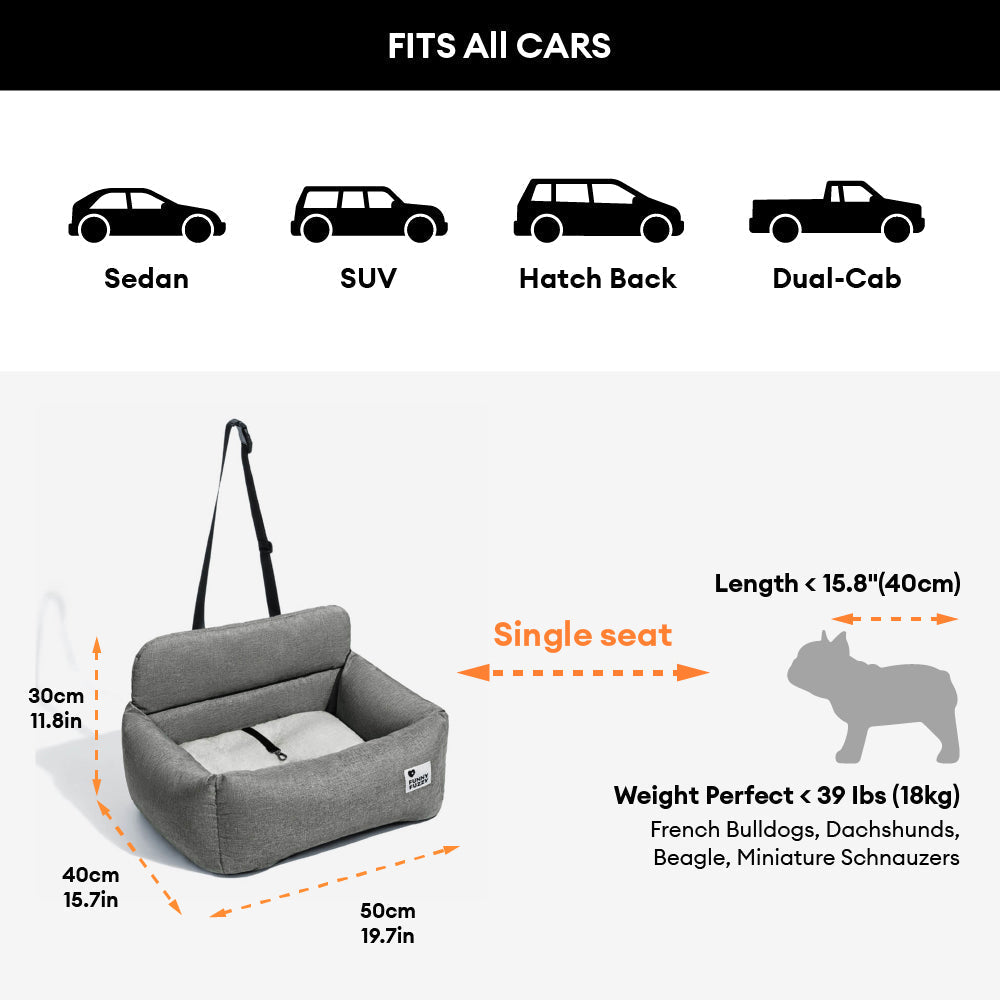 Travel Bolster Full Durable Washable Dog Car Back Seat Bed - Roadtrip