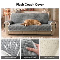 One-Piece Plush Scratch-Resistant Large Corner Sofa Covers with Elastic Straps