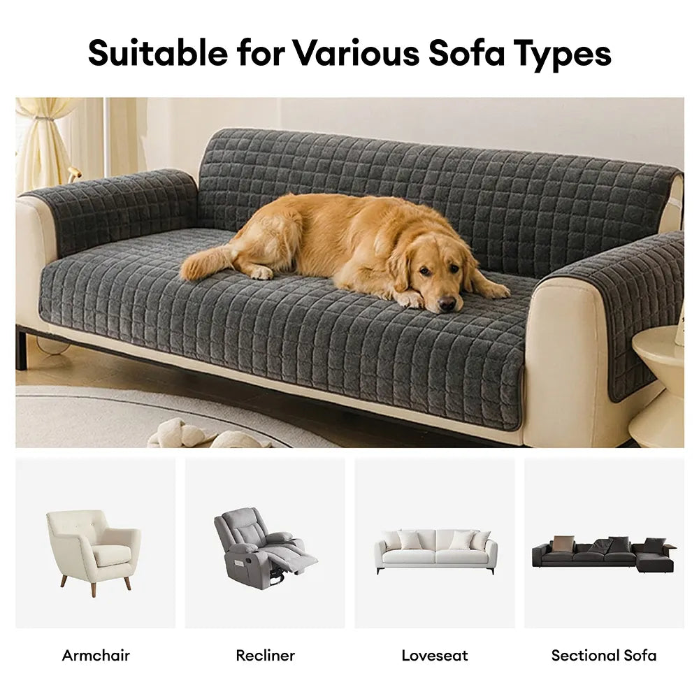 One-Piece Soft Pet-Friendly Short Plush Sofa Protection Non-Slip Couch Cover