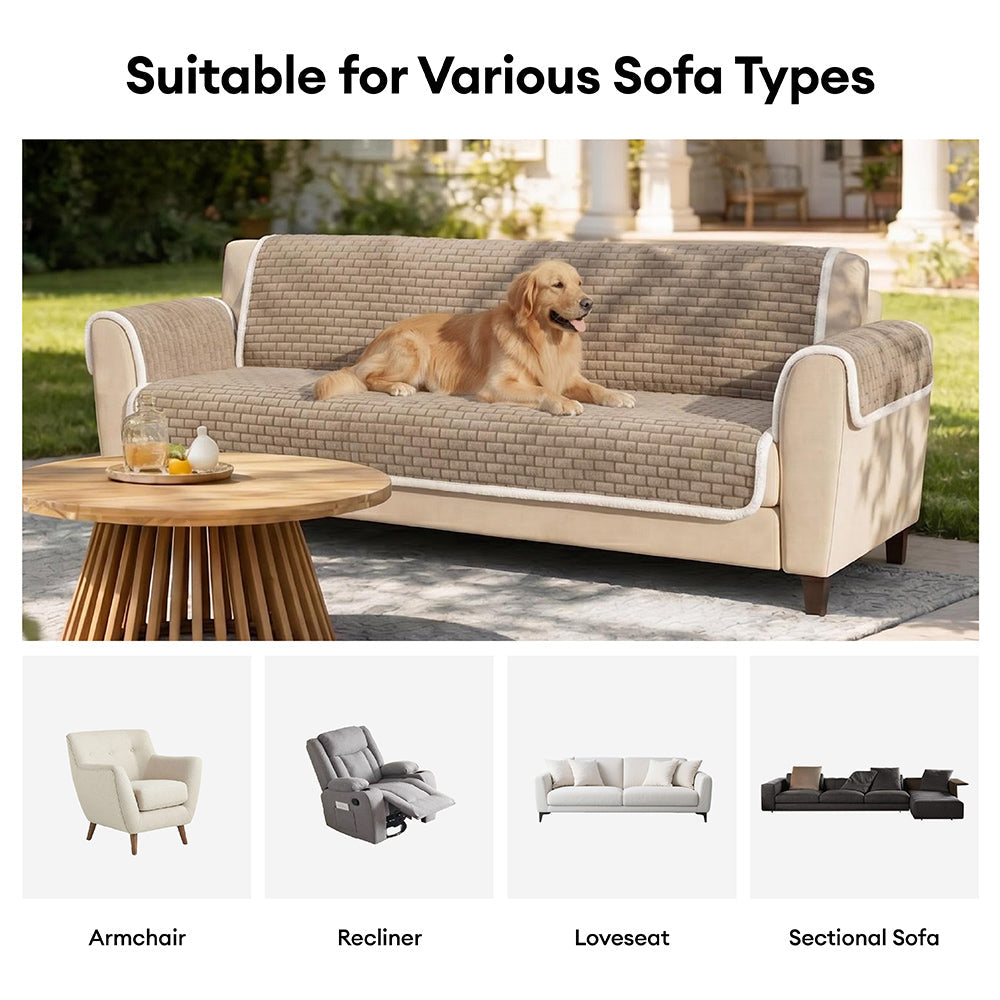 One-Piece Plush Scratch-Resistant Couch Covers with Elastic Straps