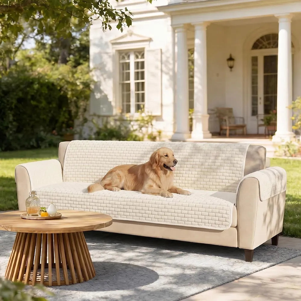 One-Piece Plush Scratch-Resistant Large Corner Sofa Covers with Elastic Straps