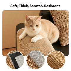 Faux Sisal Scratch-Resistant Sofa Armrest Protector Cover Cat Scratcher