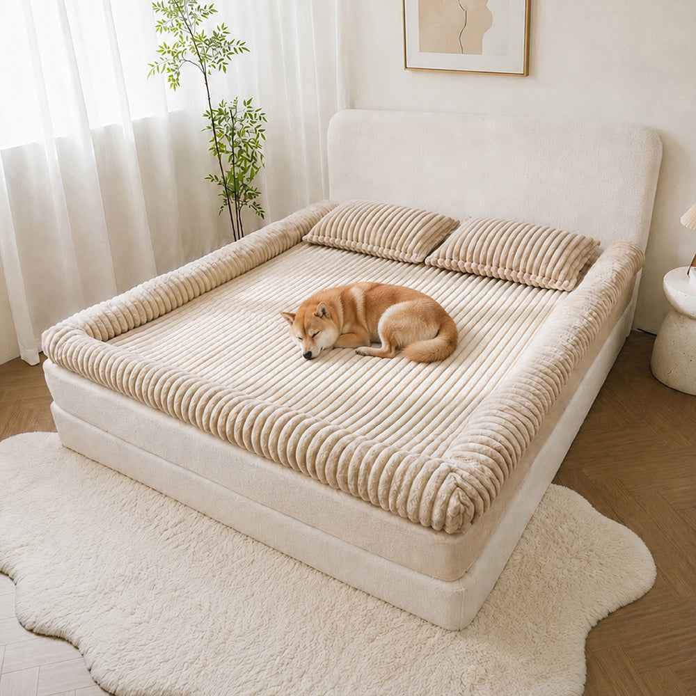 Plush Ribbed Bolster Fitted Sheet Mattress Cover - Cozy Nest