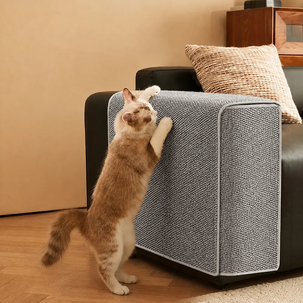 Faux Sisal Scratch-Resistant Sofa Armrest Protector Cover Cat Scratcher