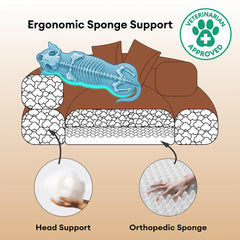 Ultra-Soft Ribbed Plush Removable Donut Orthopedic Dog Bed with Pillows - Cozy Nest