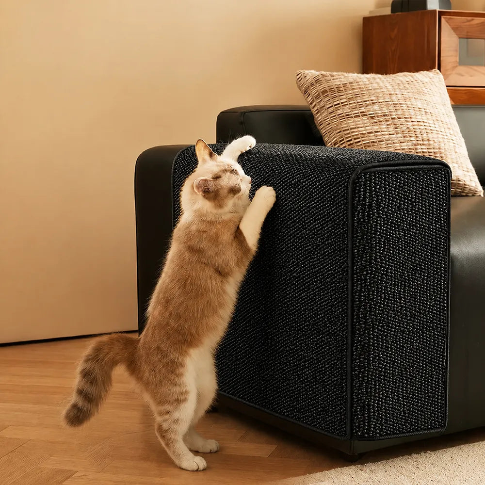 Faux Sisal Scratch-Resistant Sofa Armrest Protector Cover Cat Scratcher