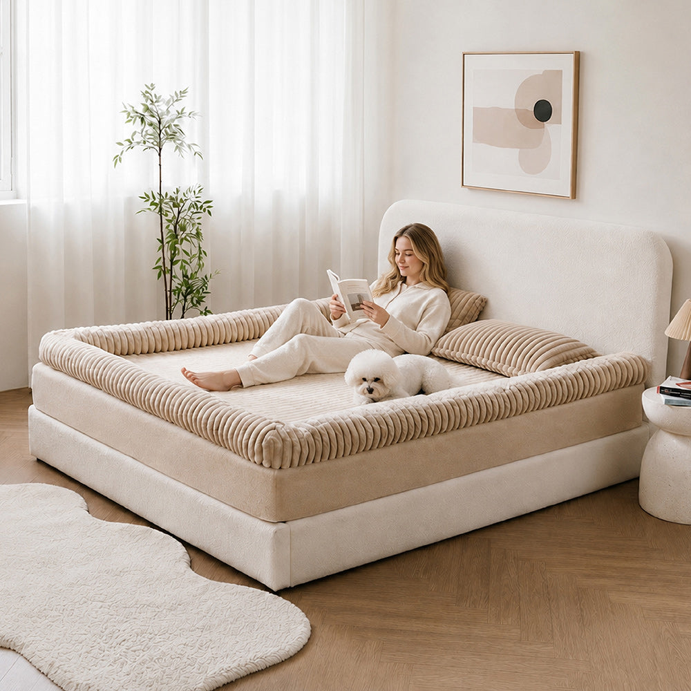 Plush Ribbed Bolster Fitted Sheet Mattress Cover - Cozy Nest