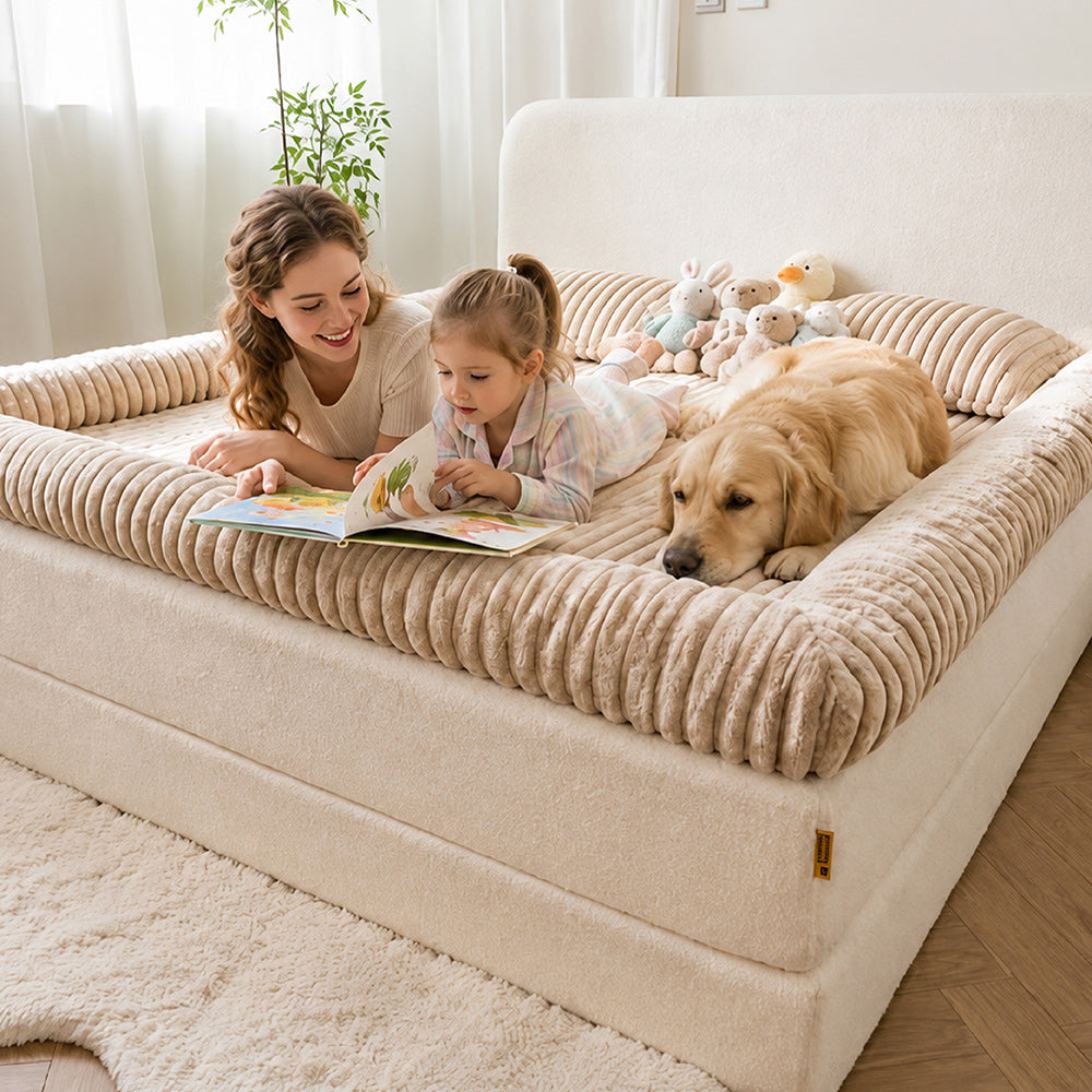 Plush Ribbed Bolster Fitted Sheet Mattress Cover - Cozy Nest