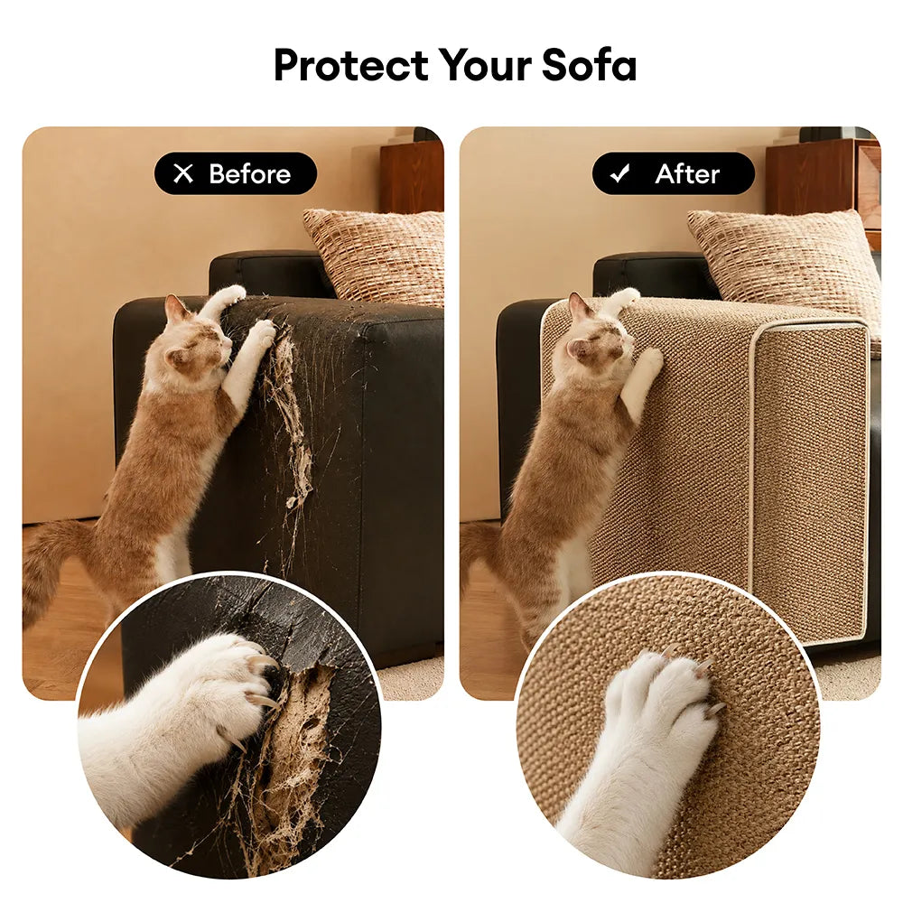 Faux Sisal Scratch-Resistant Sofa Armrest Protector Cover Cat Scratcher