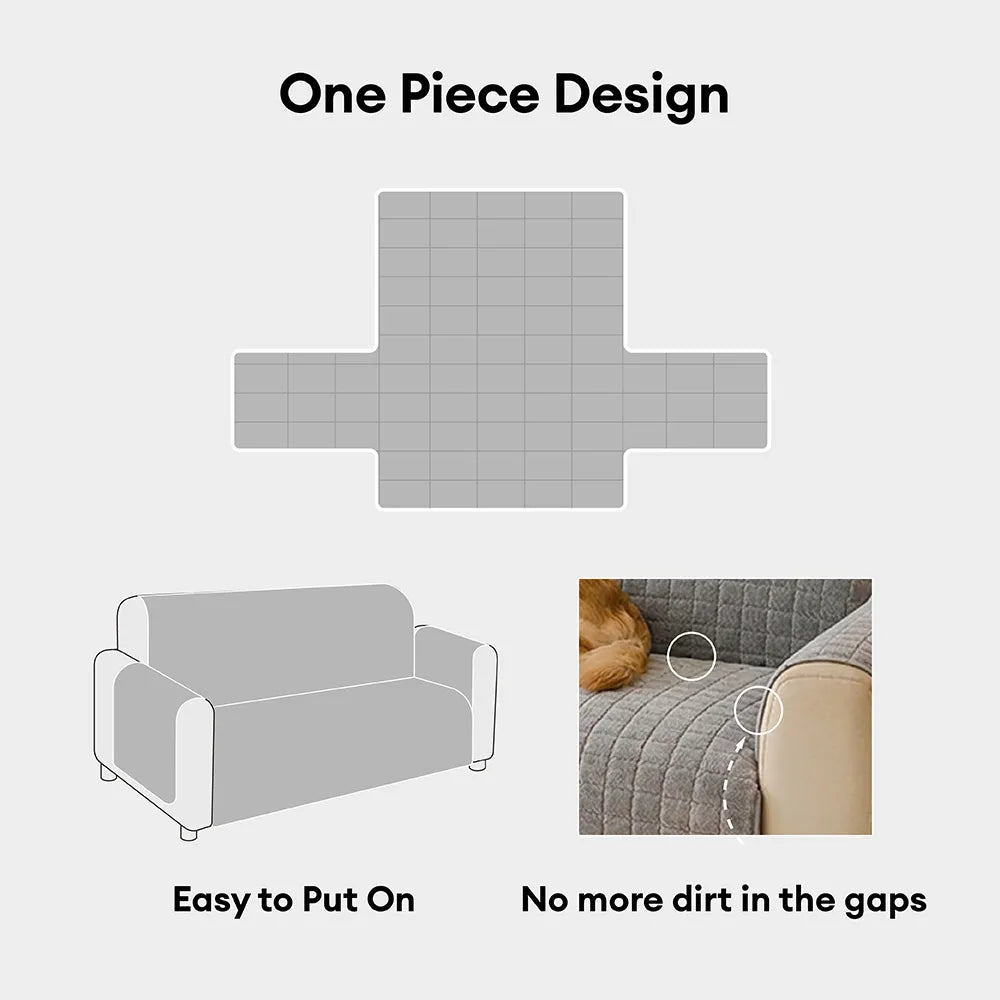 One-Piece Soft Pet-Friendly Short Plush Sofa Protection Non-Slip Couch Cover