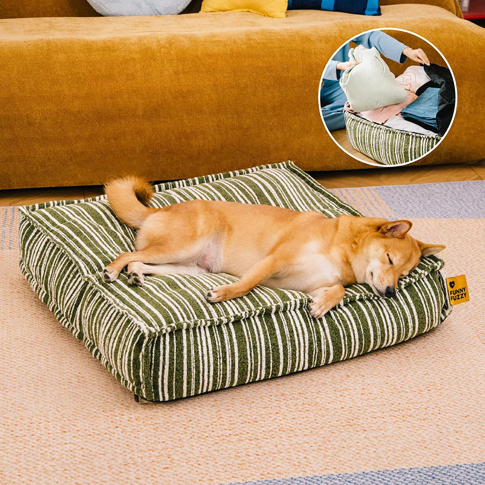 Sustainable Storage Pouf Ottoman & Boucle Dog Bed - Funnyfuzzy SnugNest