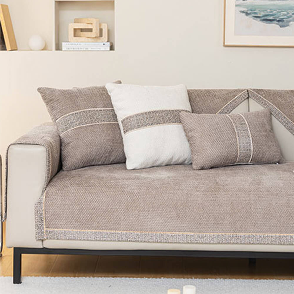 All-Season Modern Tweed Woven Chenille Anti-Slip Outdoor Garden Sofa Cover