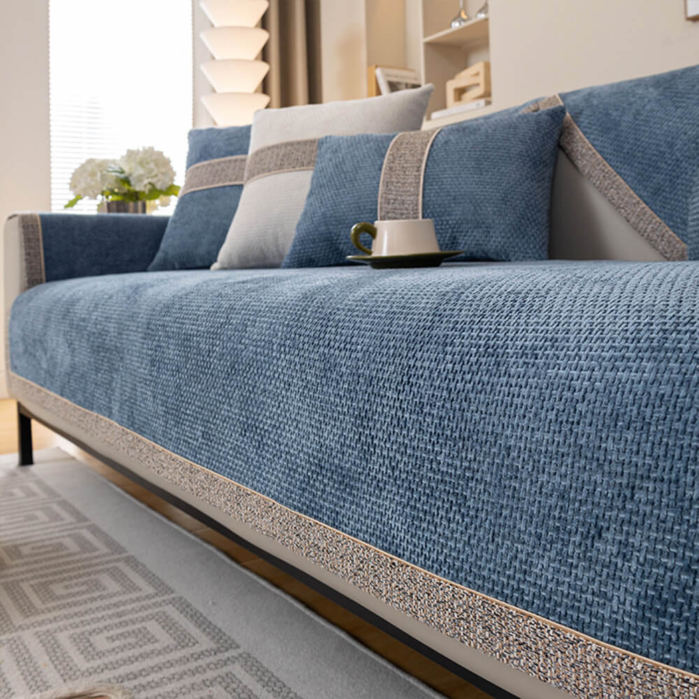 All-Season Modern Tweed Woven Chenille Anti-Slip Outdoor Garden Sofa Cover