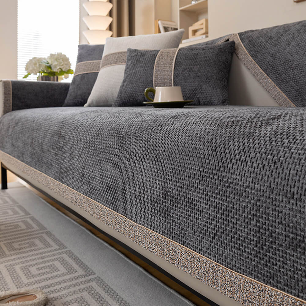 All-Season Modern Tweed Woven Chenille Anti-Slip Outdoor Garden Sofa Cover
