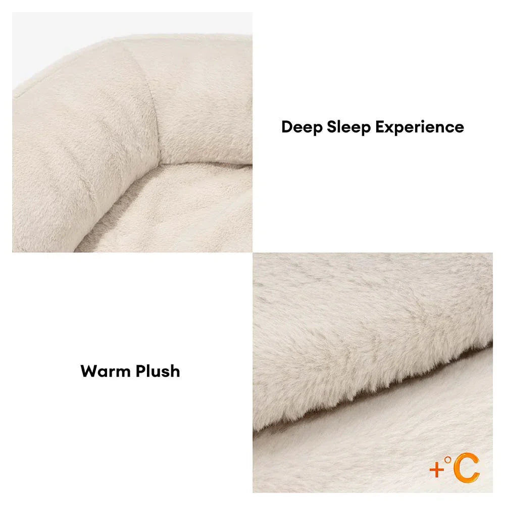 Deluxe Faux Leather & Plush Removable Orthopaedic Donut Dog Bed - WarmNest