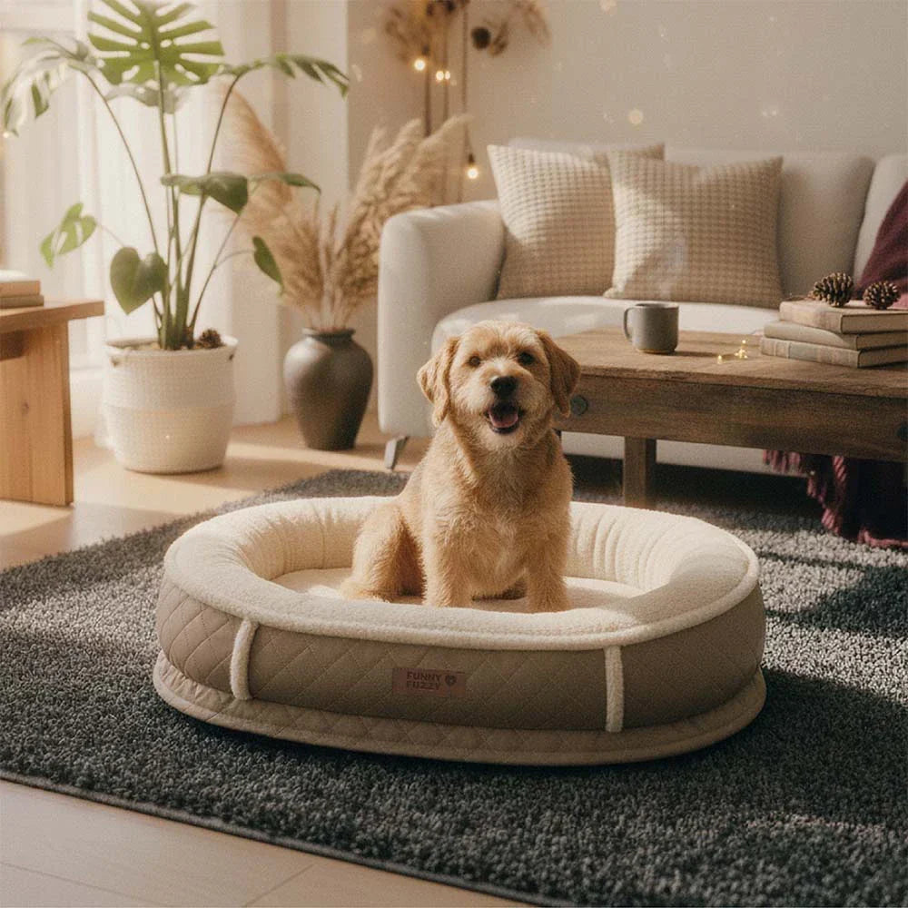 Deluxe Faux Leather & Plush Removable Orthopaedic Donut Dog Bed - WarmNest