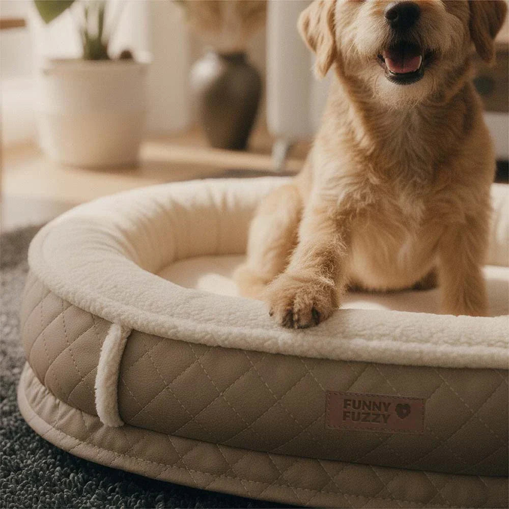 Deluxe Faux Leather & Plush Removable Orthopaedic Donut Dog Bed - WarmNest