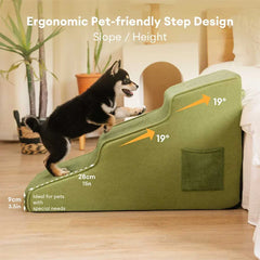 Chenille Extra Wide Non-Slip Removable Sponge Pet Stairs - Pet-Friendly Bedroom
