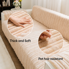One-Piece Waterproof Pet-Friendly Ribbed Plush Recliner Couch Cover- Cozy Nest