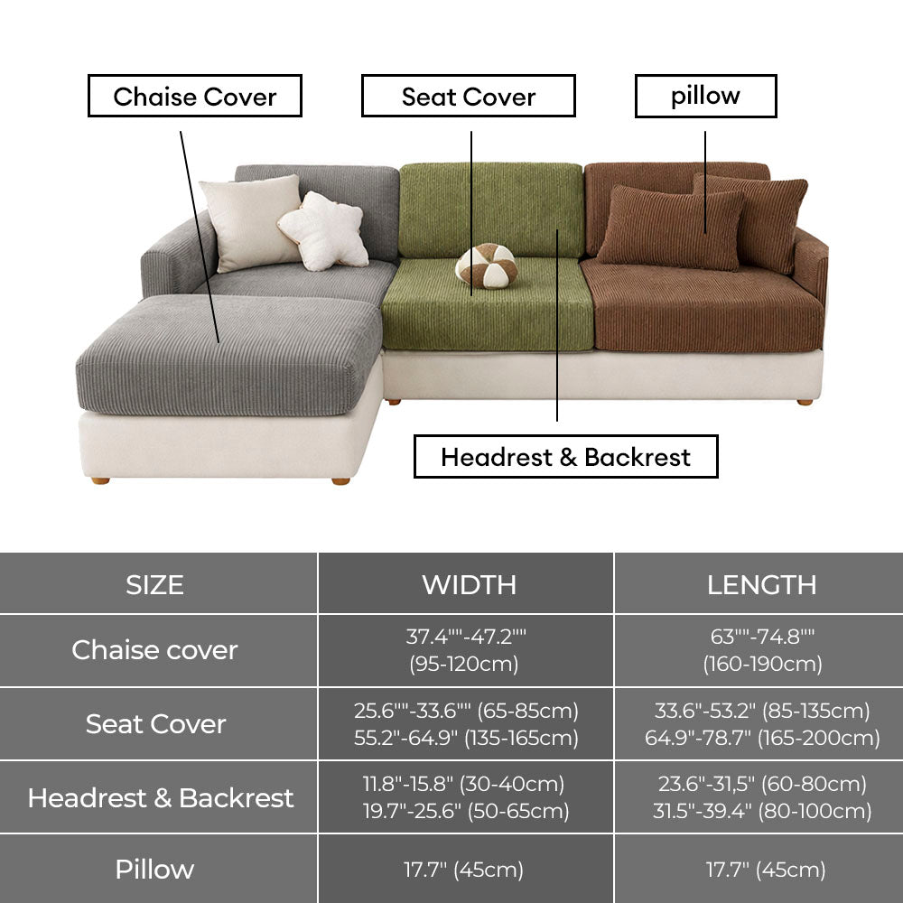 Vertical Stripe Corduroy Anti-Scratch Stretch Full-Cover Outdoor Garden Sofa Cover