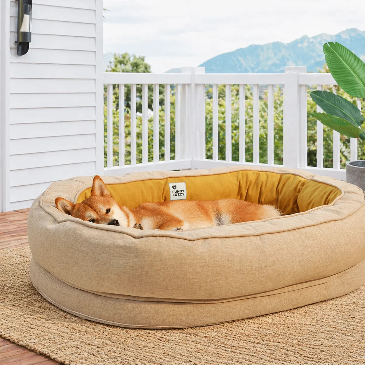 Orthopedic Garden Outdoor Dog Bed Machine Washable Dog Bed Calming Bed - Donut