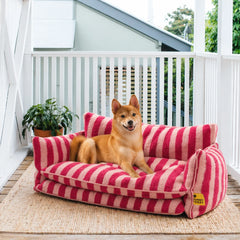 Trendy Striped Faux Lambswool Double Layer Garden Outdoor Dog & Cat Sofa Bed