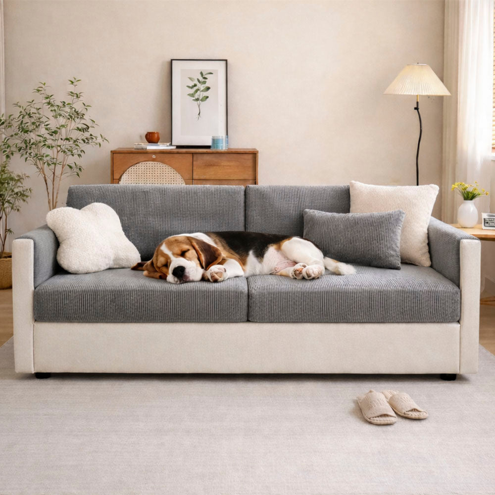 Vertical Stripe Corduroy Anti-Scratch Stretch Full-Cover Sofa Cover