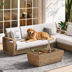All-Season Modern Tweed Woven Chenille Anti-Slip Outdoor Garden Sofa Cover