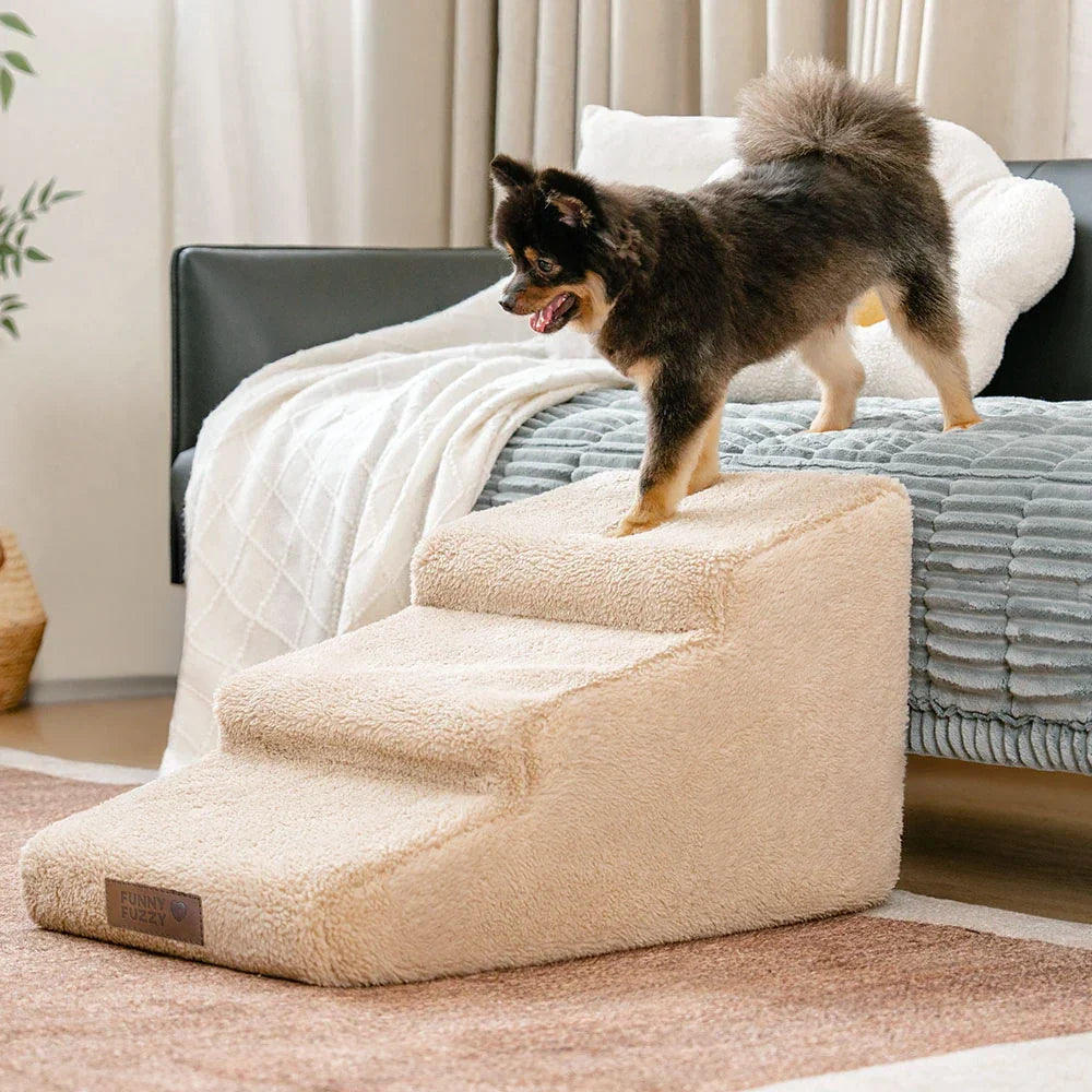 Climbing Aid for Bed and Couch Access Joint Protection Soft Dog Ramp Stairs - Pet-Friendly Bedroom