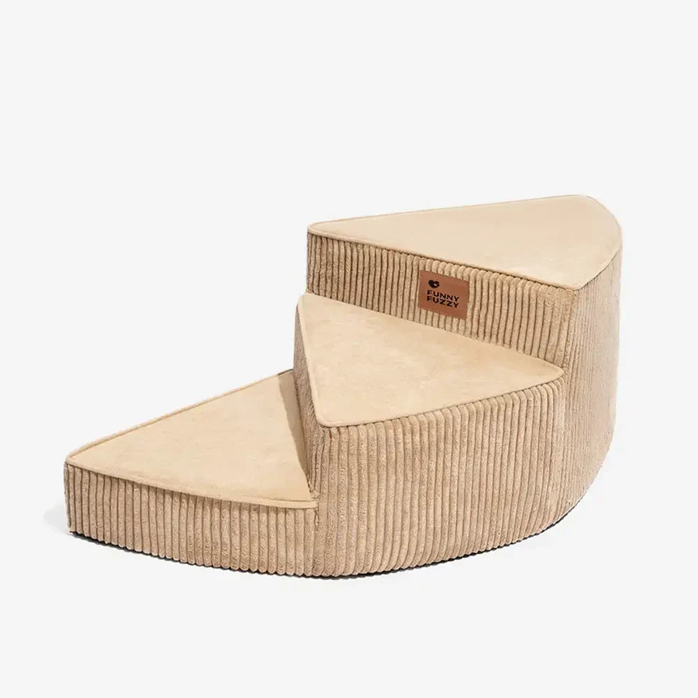 Cozy Corduroy Joint-Friendly Removable Spiral Pet Stairs - Pet-Friendly Bedroom