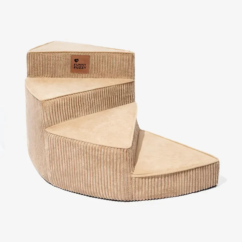 Cozy Corduroy Joint-Friendly Removable Spiral Pet Stairs - Pet-Friendly Bedroom