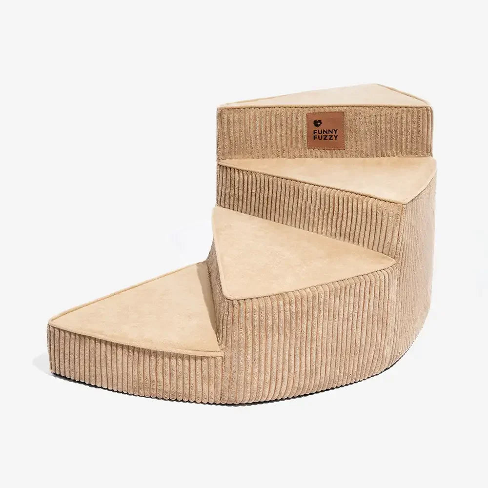 Cozy Corduroy Joint-Friendly Removable Spiral Pet Stairs - Pet-Friendly Bedroom