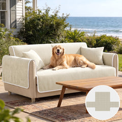 All-Season Anti-Slip Striped Pet Rug Furniture Protector with Armrest Outdoor Garden Sofa Cover