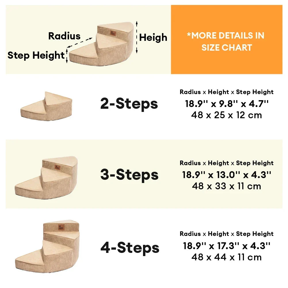 Cozy Corduroy Joint-Friendly Removable Spiral Pet Stairs - Pet-Friendly Bedroom