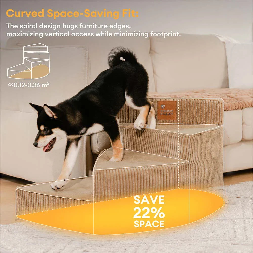 Cozy Corduroy Joint-Friendly Removable Spiral Pet Stairs - Pet-Friendly Bedroom