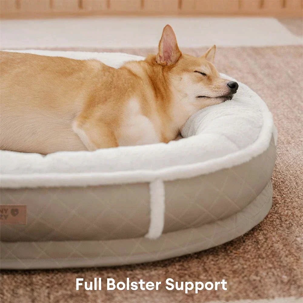 Deluxe Faux Leather & Plush Removable Orthopaedic Donut Dog Bed - WarmNest