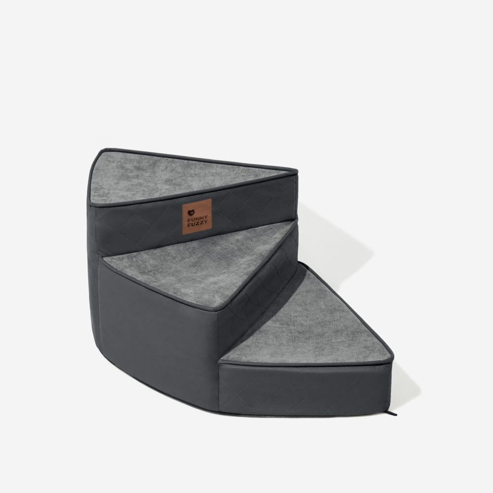 Luxe Water-repellent Faux Leather Removable Spiral Pet Stairs - Pet-Friendly Bedroom