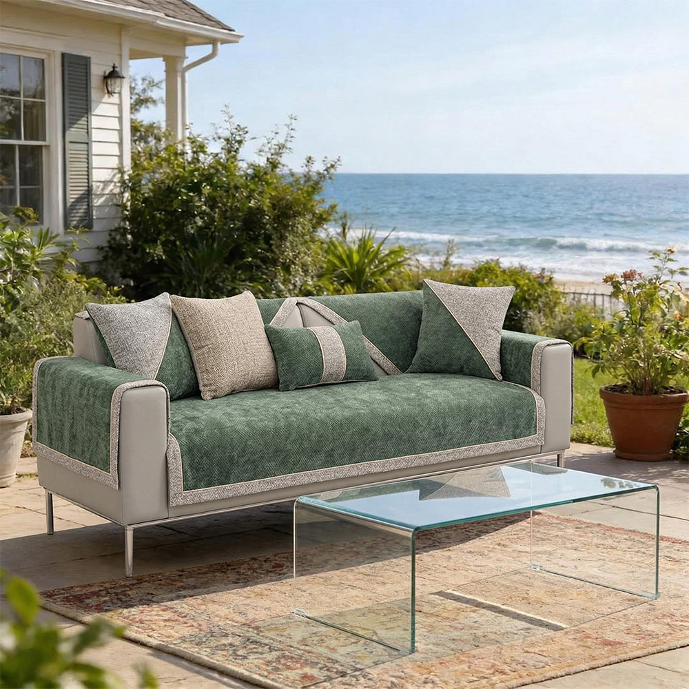 All-Season Modern Tweed Woven Chenille Anti-Slip Outdoor Garden Sofa Cover