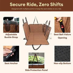 Premium Faux Leather Water-repellent Hammock Dog Car Seat Cover - RideProtector